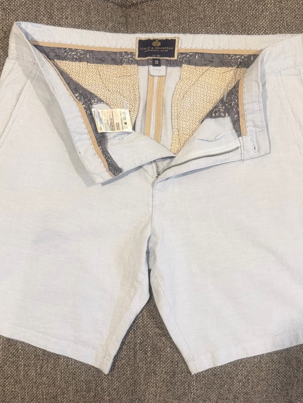 Light Blue Flat-Front Men's Shorts